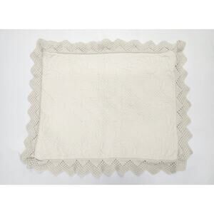 Lauren Ralph Lauren Euro Quilted Crochet Scalloped Pillow Sham Cover 27"x27"